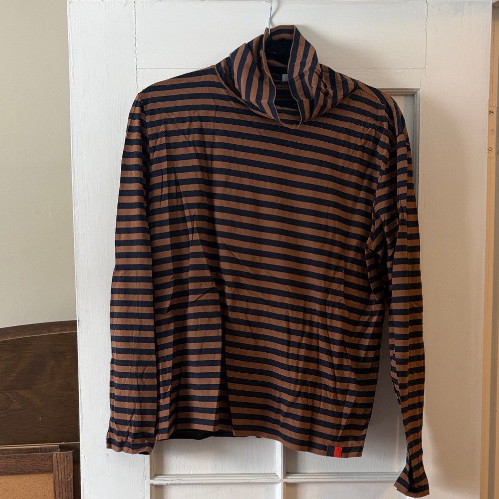 KULE Brown and Black Striped Long Sleeve Top
